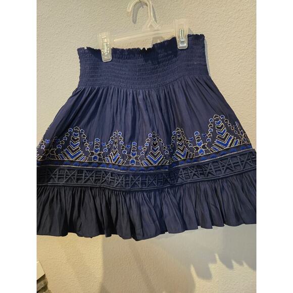 Ramy Brook Women's XS Blue Geometric Embroidered Mini Skirt Casual - Picture 2 of 6